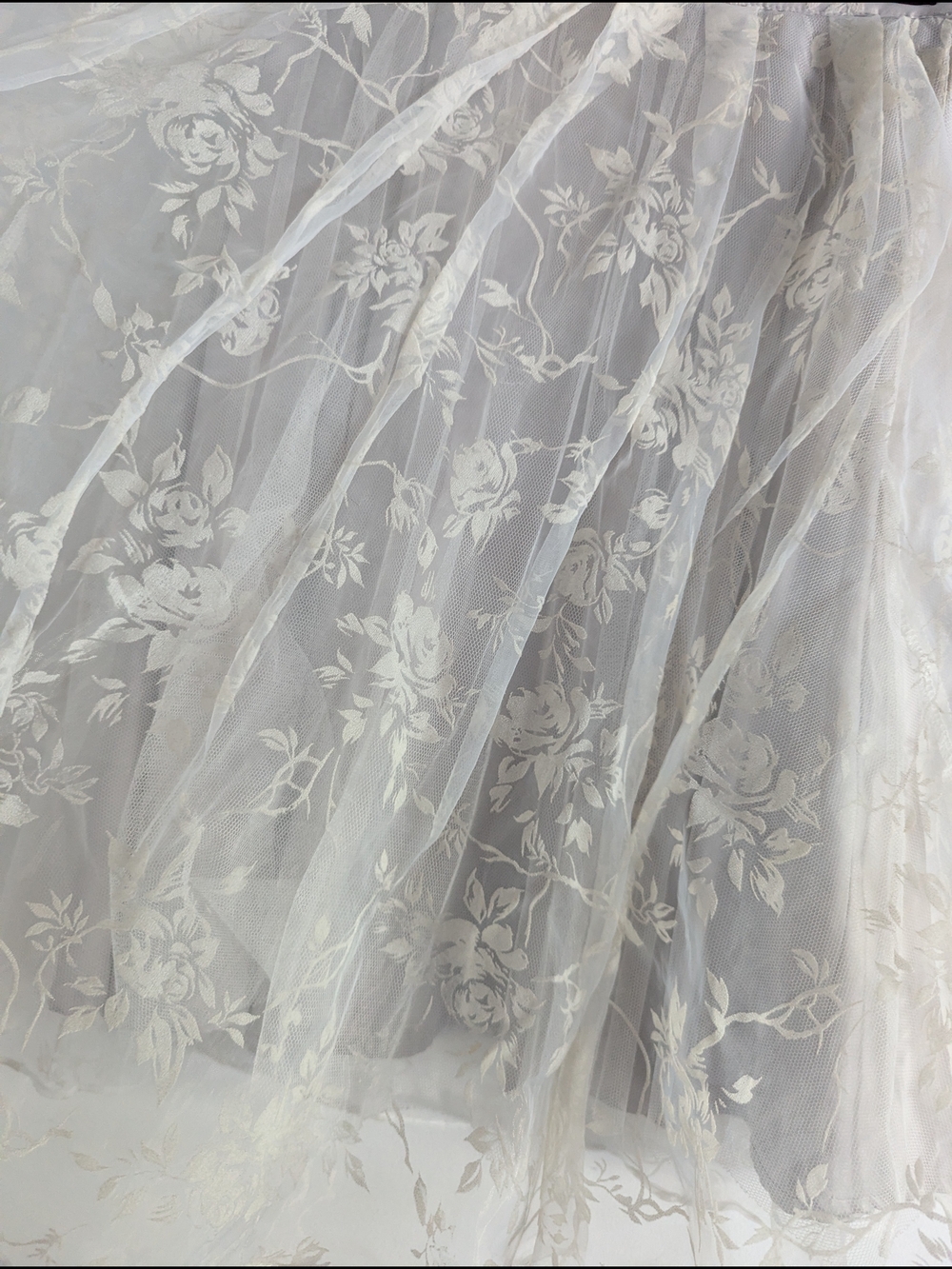 Silver Floral Velvet Chiffon Midi Skirt - Picture 7 of 7